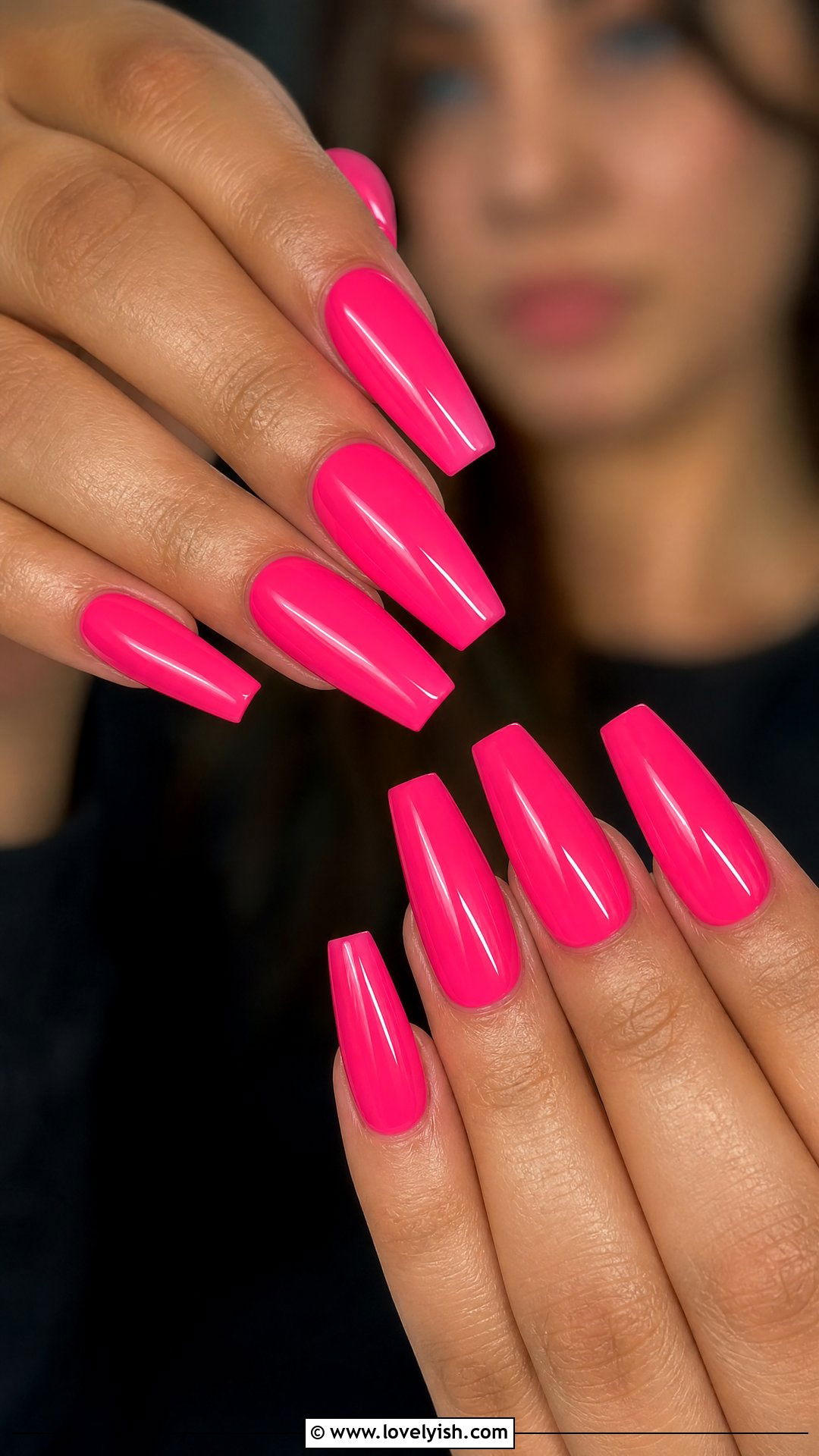 Hot Pink Glossy Coffin Nails - 50 coffin nails - 50 coffin nails