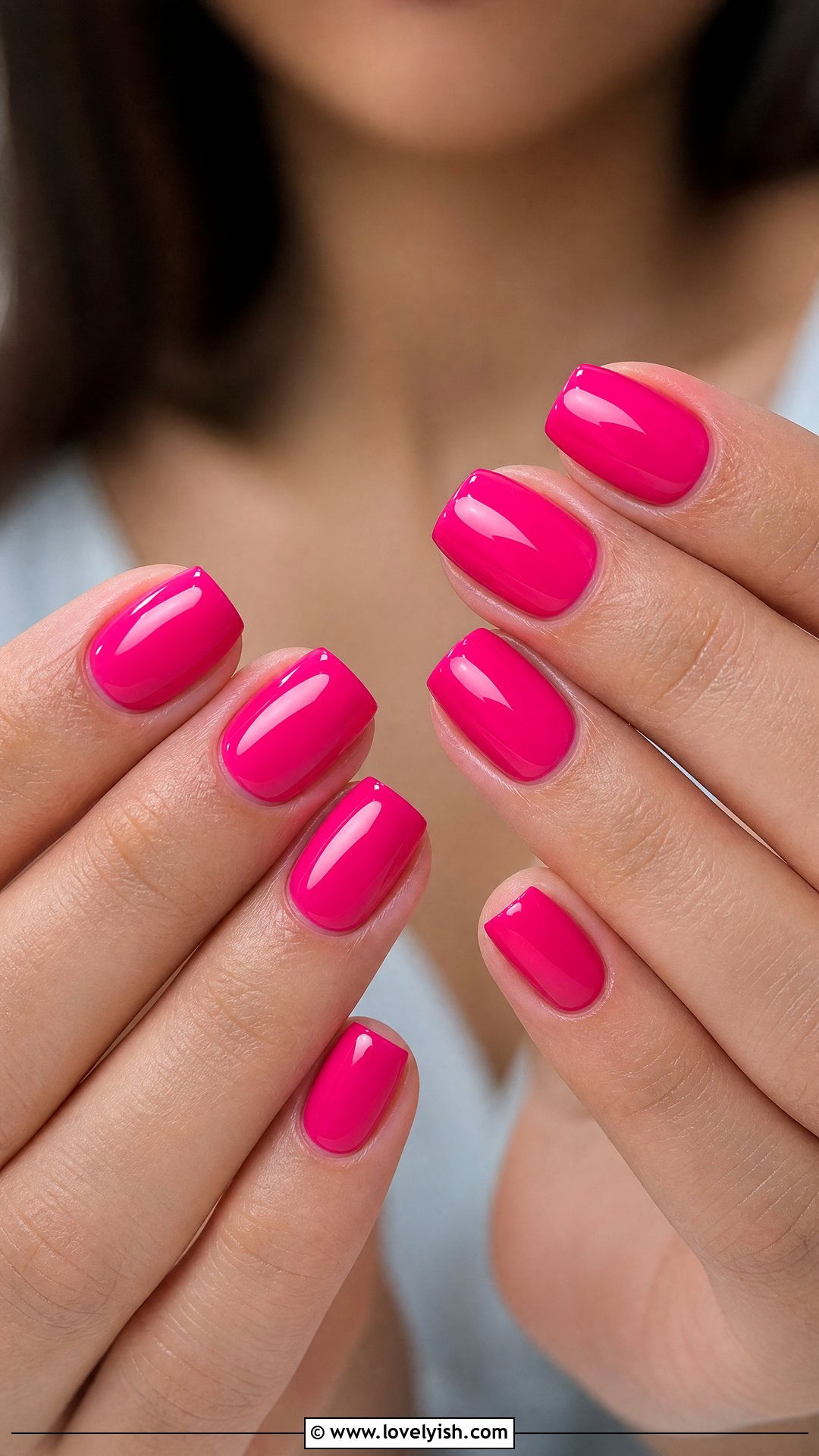 Hot Pink Glossy Nails - 50 cute nails - 50 cute nails