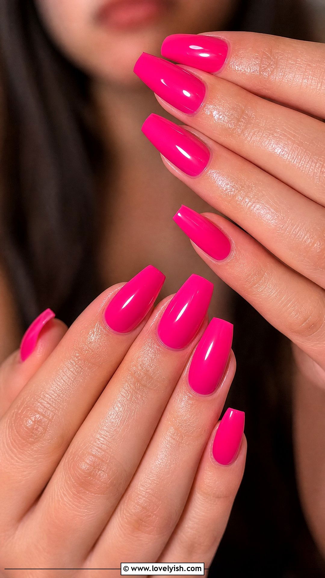 Hot Pink Glossy Prom Nails - 25 prom nail ideas - 25 prom nail ideas