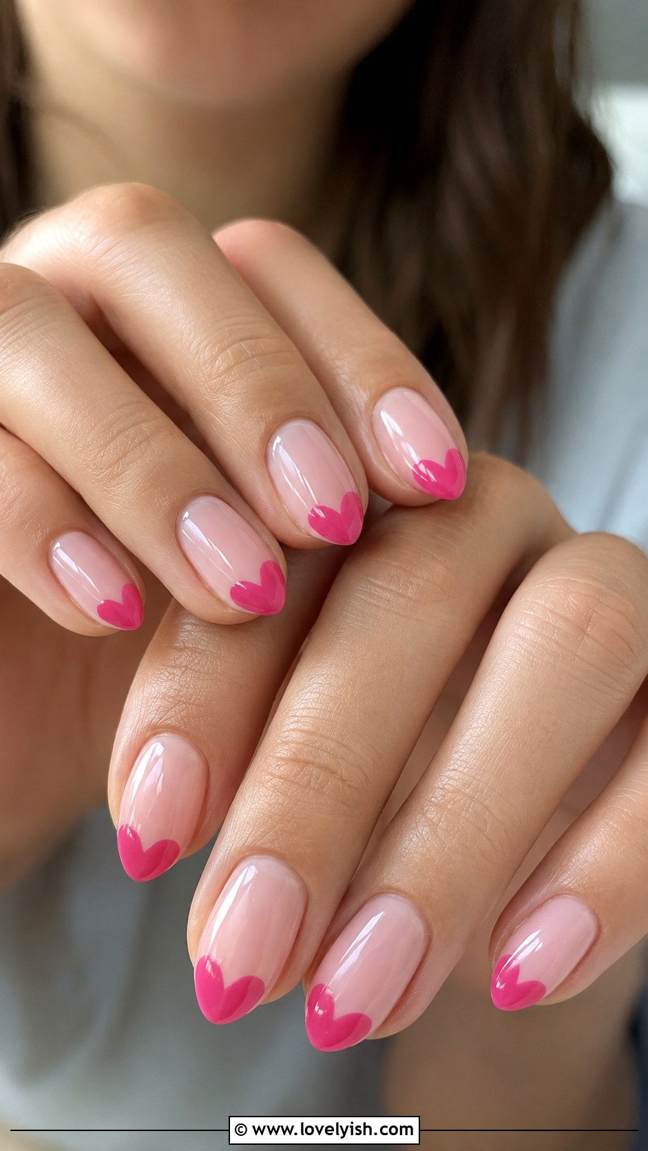 Hot Pink Heart Tip Nails - 25 hot pink nail designs - 25 hot pink nail designs