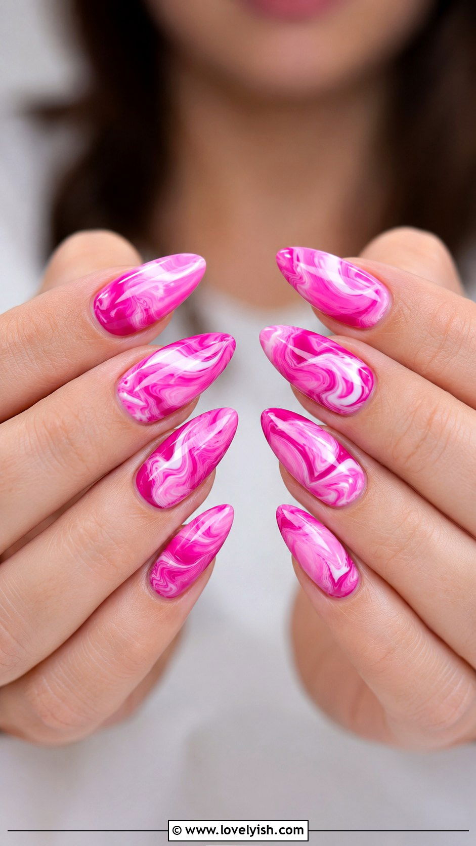 Hot Pink Marble Nails - 38 marble nail designs - 38 marble nail designs