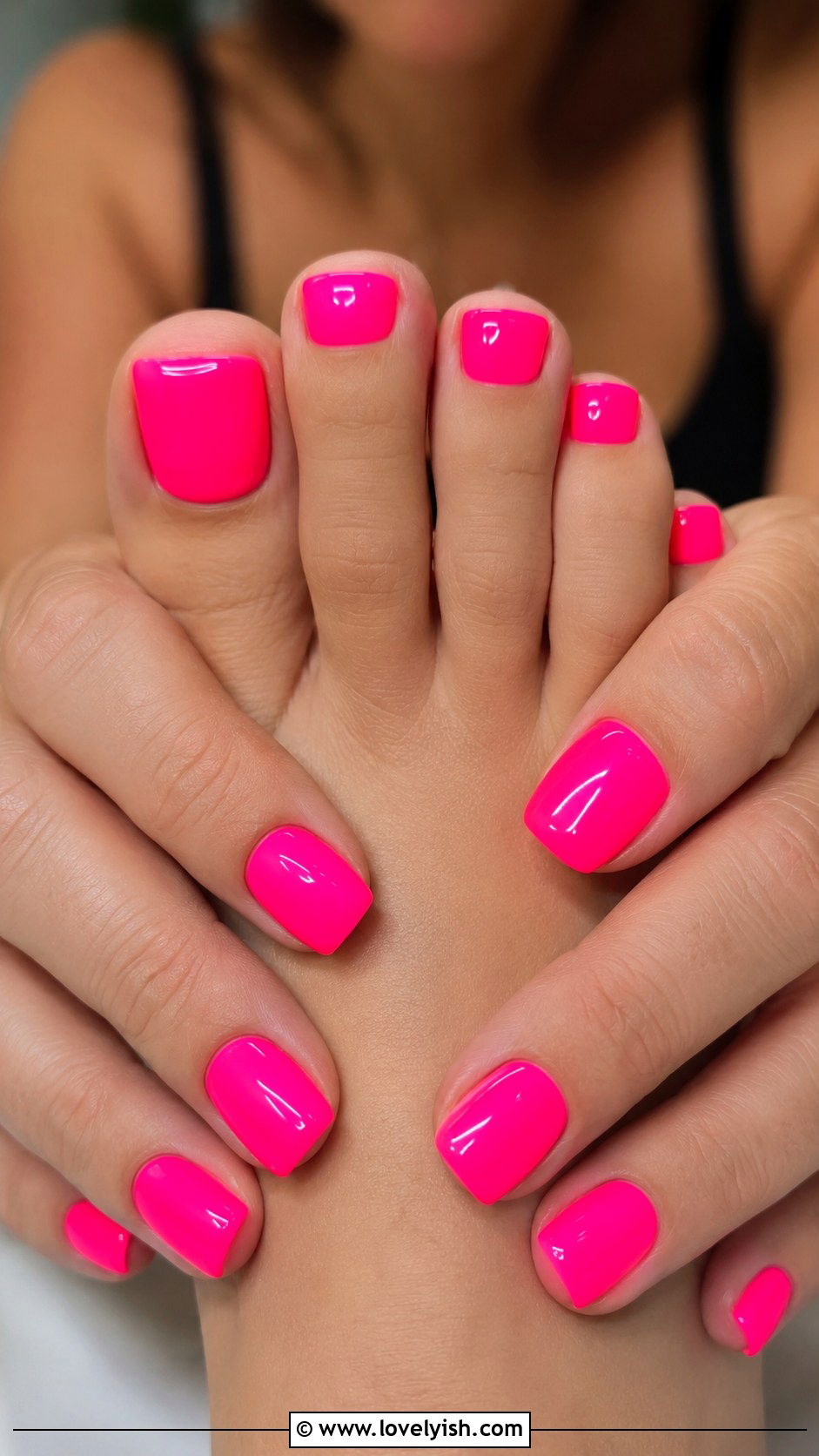 Hot Pink Neon Pedicure - 50 summer pedicure - 50 summer pedicure