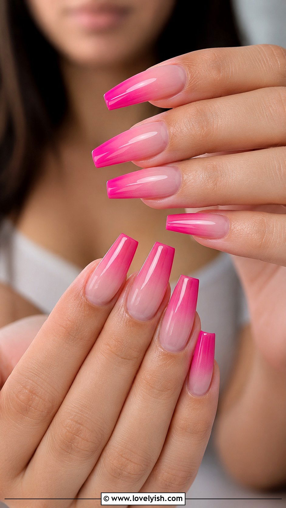 Hot Pink Ombre Fade Nails - 25 hot pink nail designs - 25 hot pink nail designs