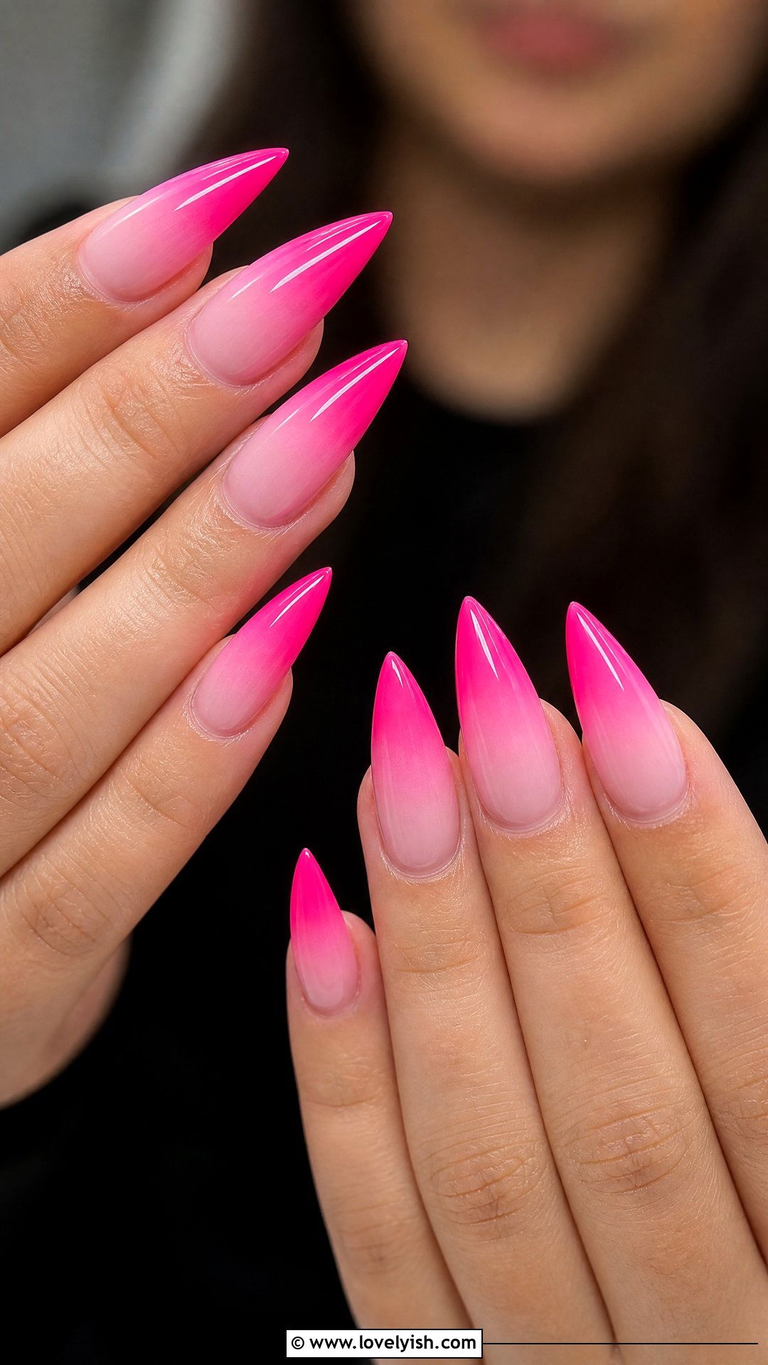 Hot Pink Ombre Long Stiletto Nails - 50 long stiletto nails - 50 long stiletto nails