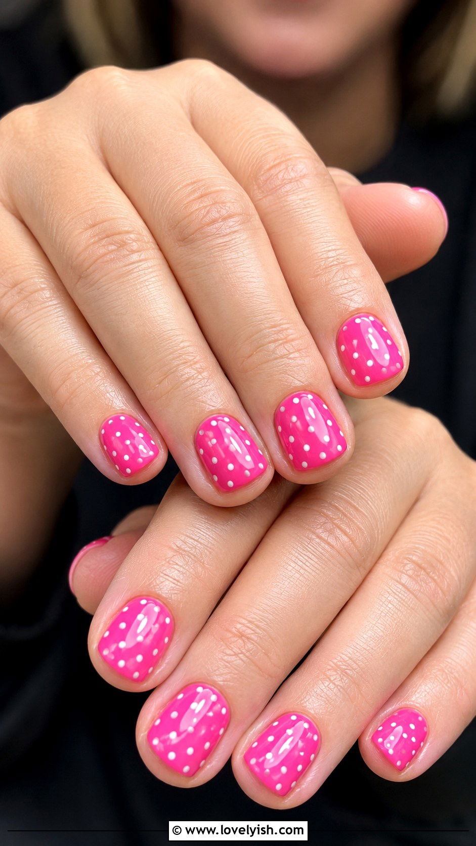 Hot Pink Polka Dot Nails - 25 hot pink nail designs - 25 hot pink nail designs