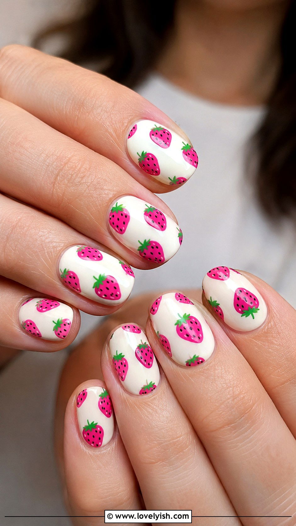 Hot Pink Strawberry Nails - 25 hot pink nail designs - 25 hot pink nail designs