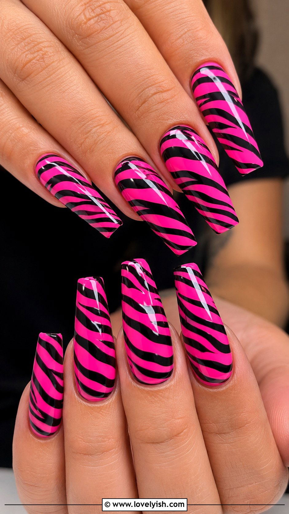 Hot Pink Zebra Print Nails - 25 hot pink nail designs - 25 hot pink nail designs