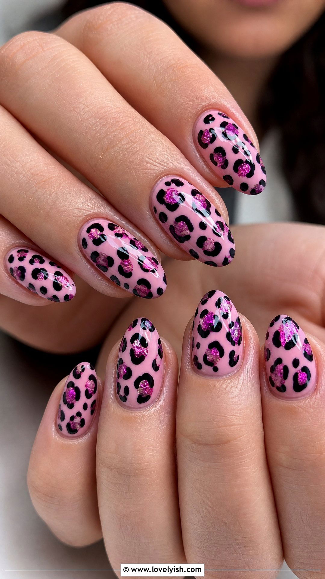 Hot Pink and Black Leopard Print Nails - 50 pink and black nails - 50 pink and black nails
