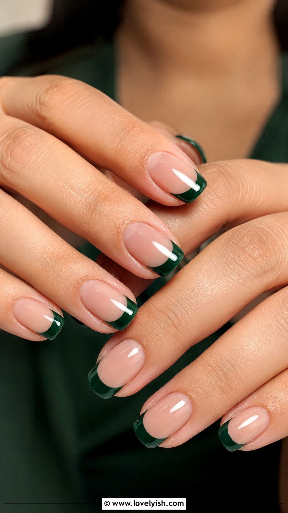 Hunter Green French Manicure - 50 green nails - 50 green nails