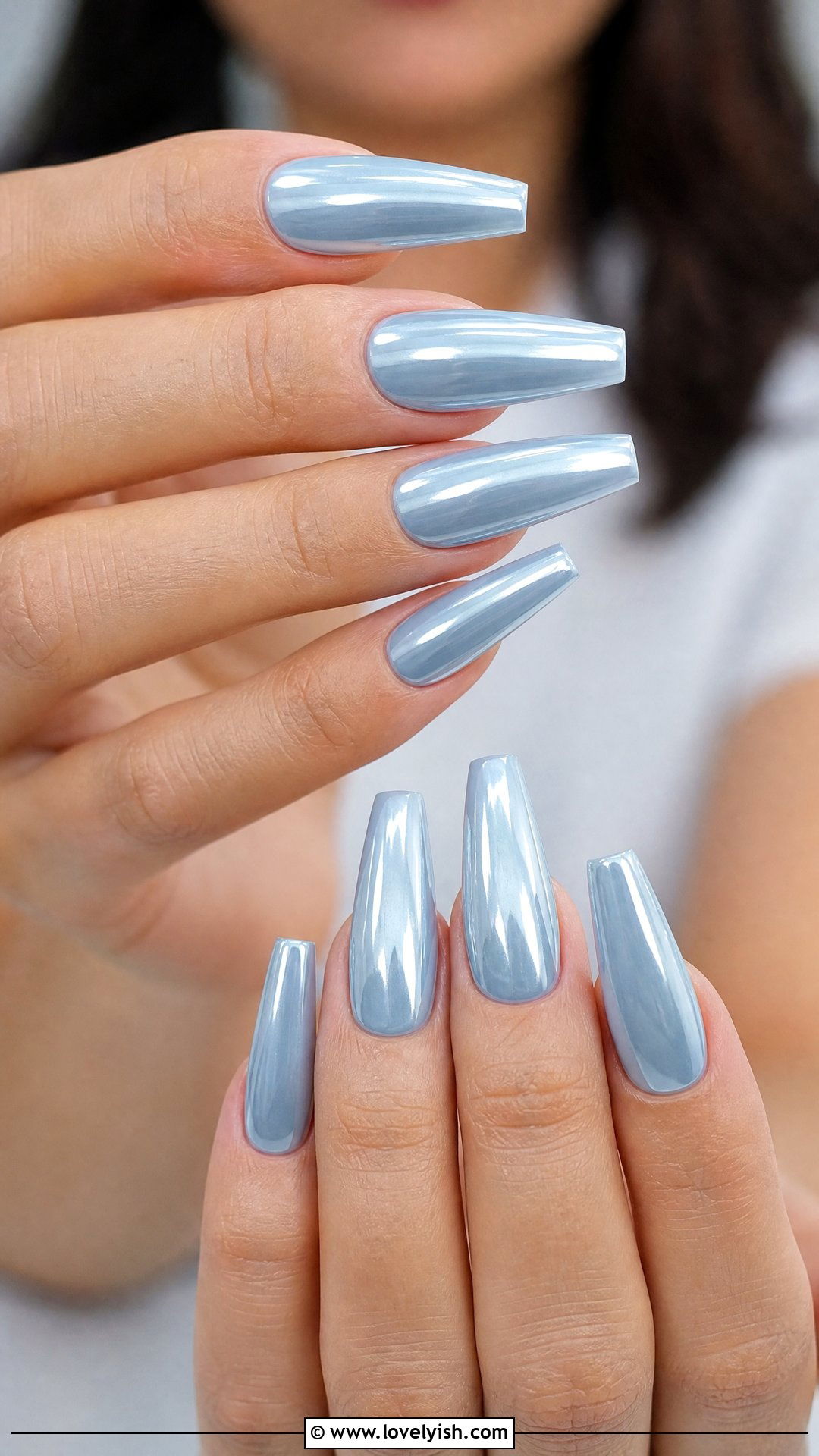 Ice Blue Chrome Nails - 50 blue nails - 50 blue nails