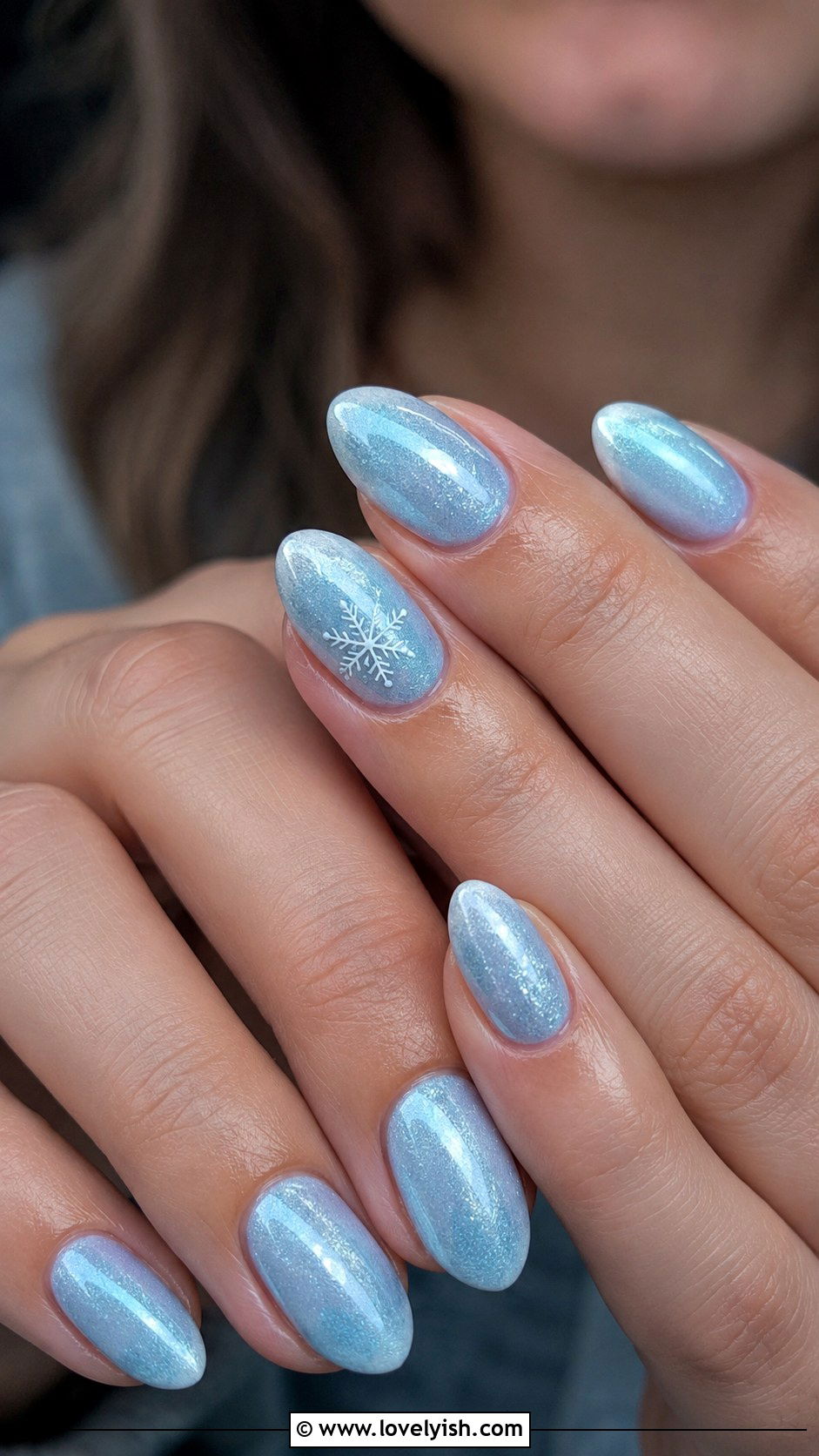 Icy Blue Frosted Winter Nails - 50 nails - 50 nails