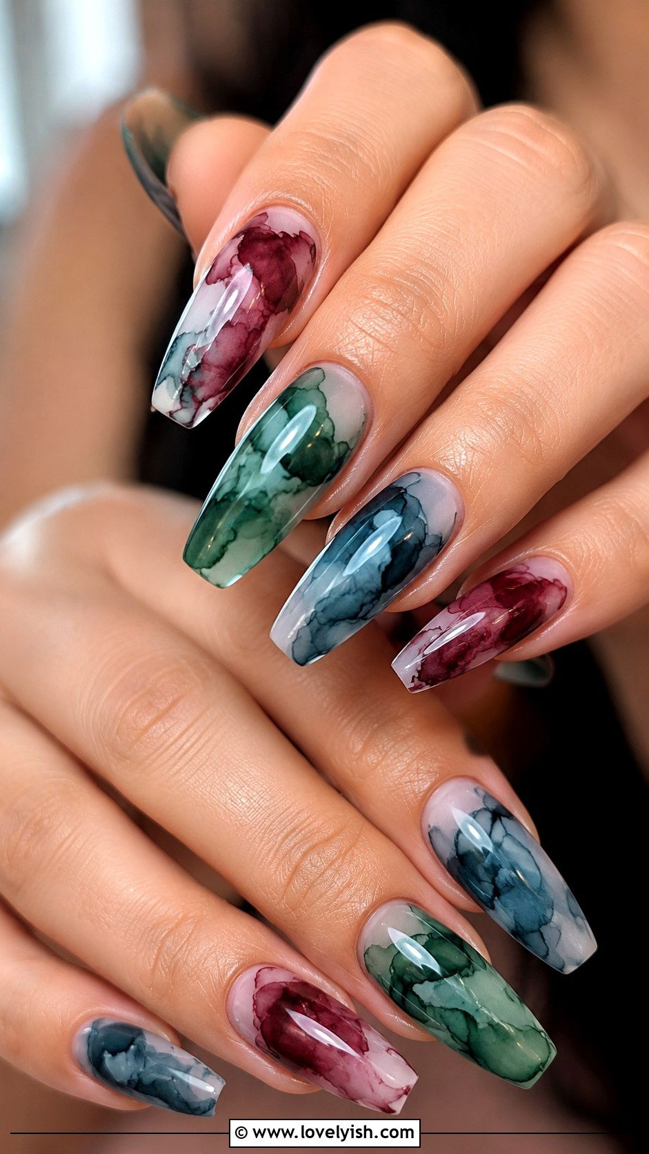 Ink Blot Abstract Nails - 50 tumblr nail designs - 50 tumblr nail designs