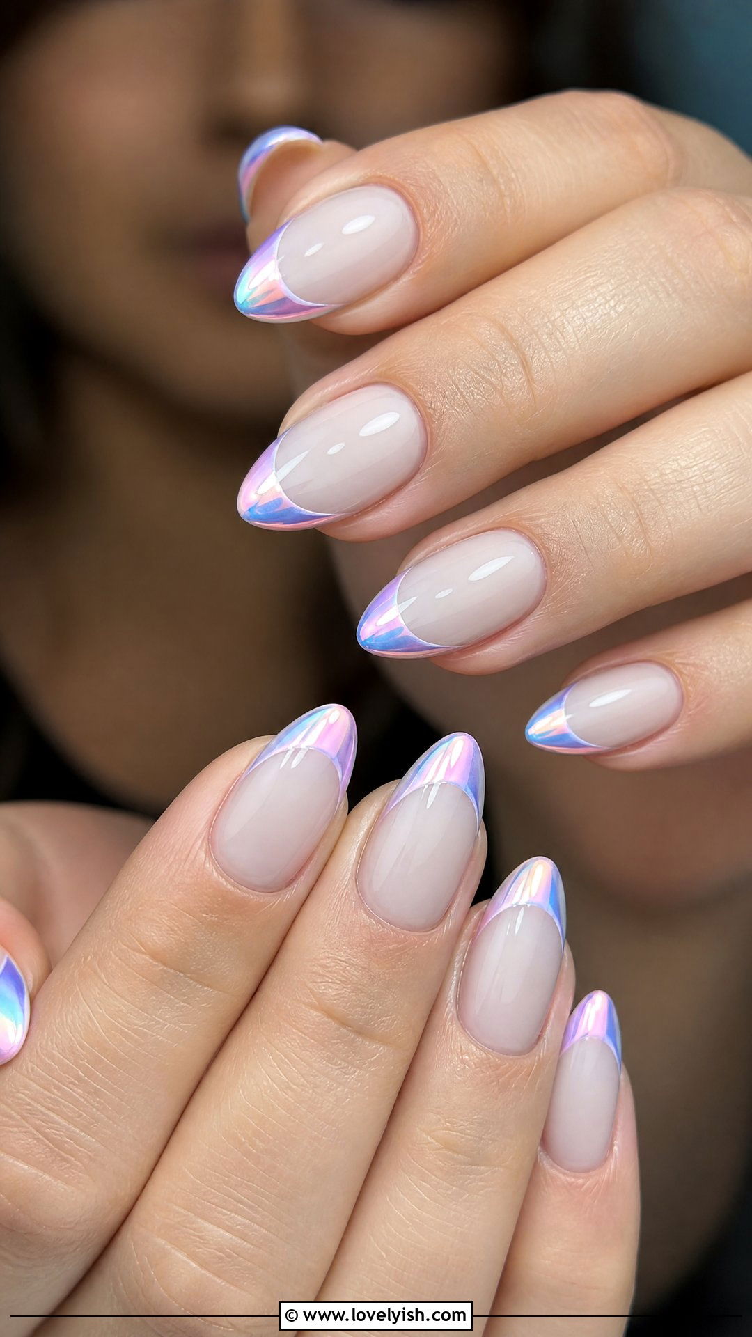 Iridescent Chrome French Tip Nails - 50 chrome french tip nails - 50 chrome french tip nails