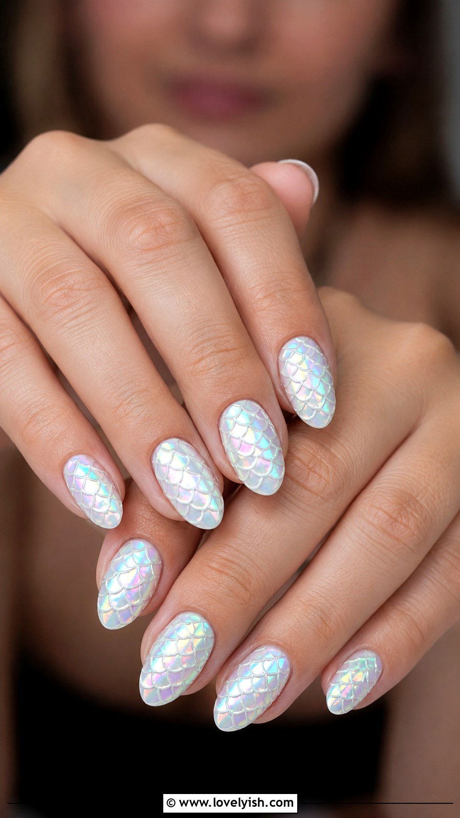 Iridescent Chrome Mermaid Scale Nails - 50 mermaid nails - 50 mermaid nails