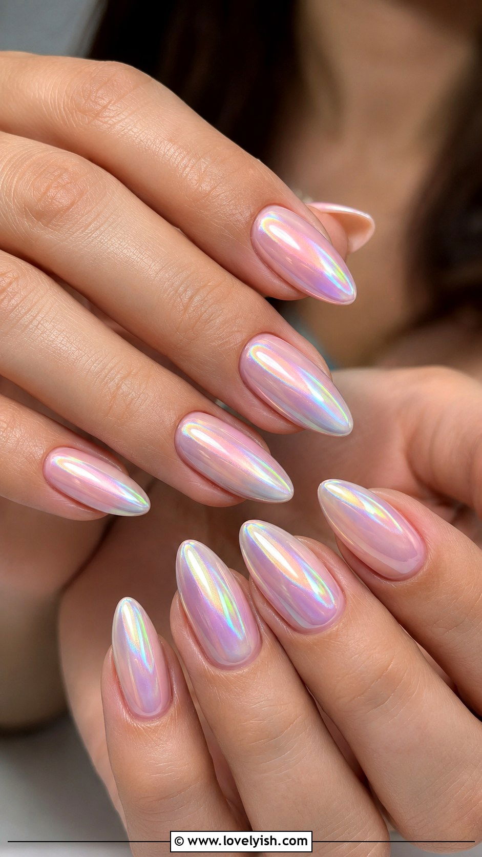 Iridescent Chrome Pastel Nails - 42 spring nail ideas - 42 spring nail ideas