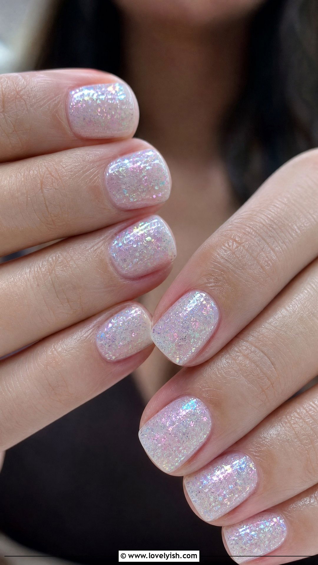 Iridescent Glitter Short Square Nails - 50 short square nails - 50 short square nails