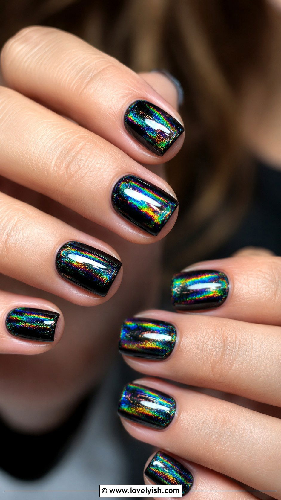Iridescent Holographic Nails - 50 mens nail design ideas - 50 mens nail design ideas