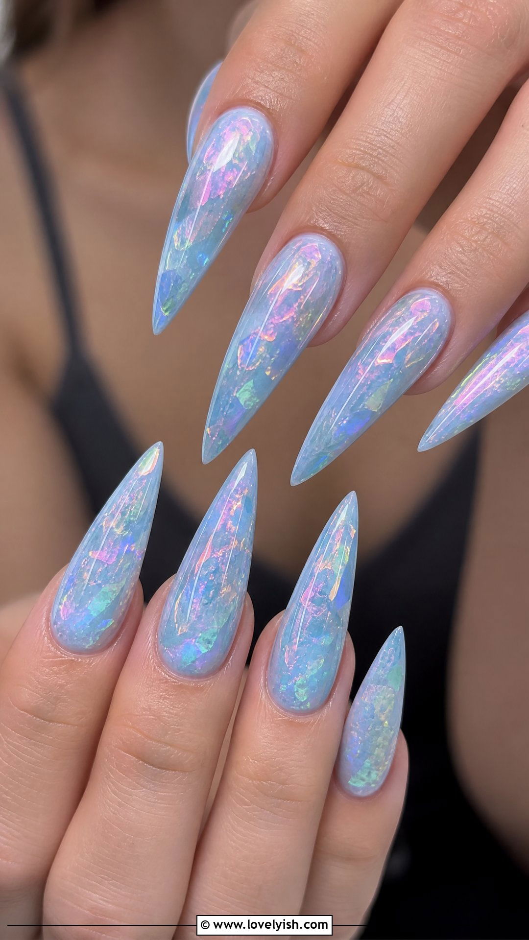 Iridescent Mermaid Long Stiletto Nails - 50 long stiletto nails - 50 long stiletto nails