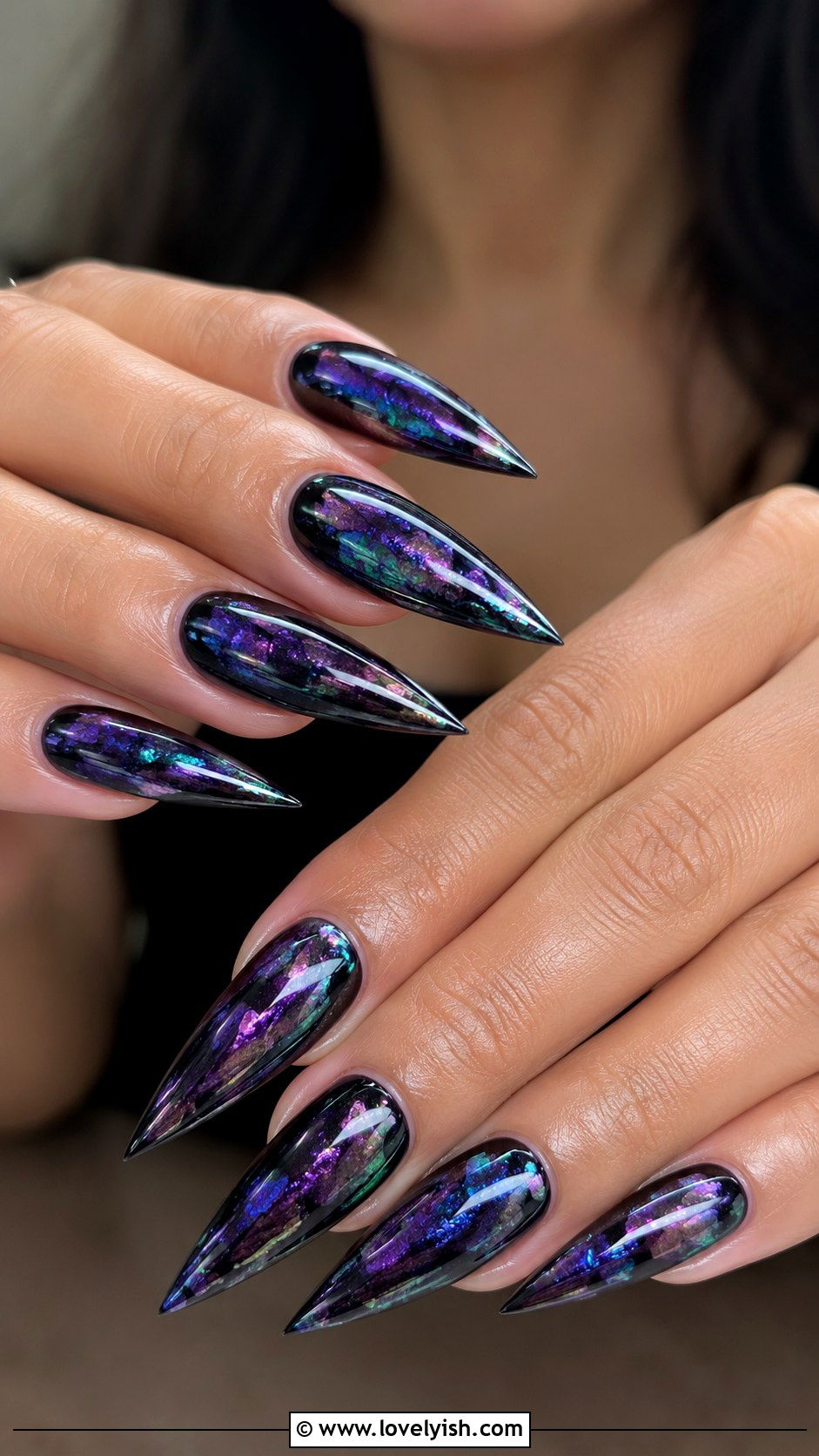 Iridescent Mermaid Nails with Crushed Shells - 50 mermaid nails - 50 mermaid nails