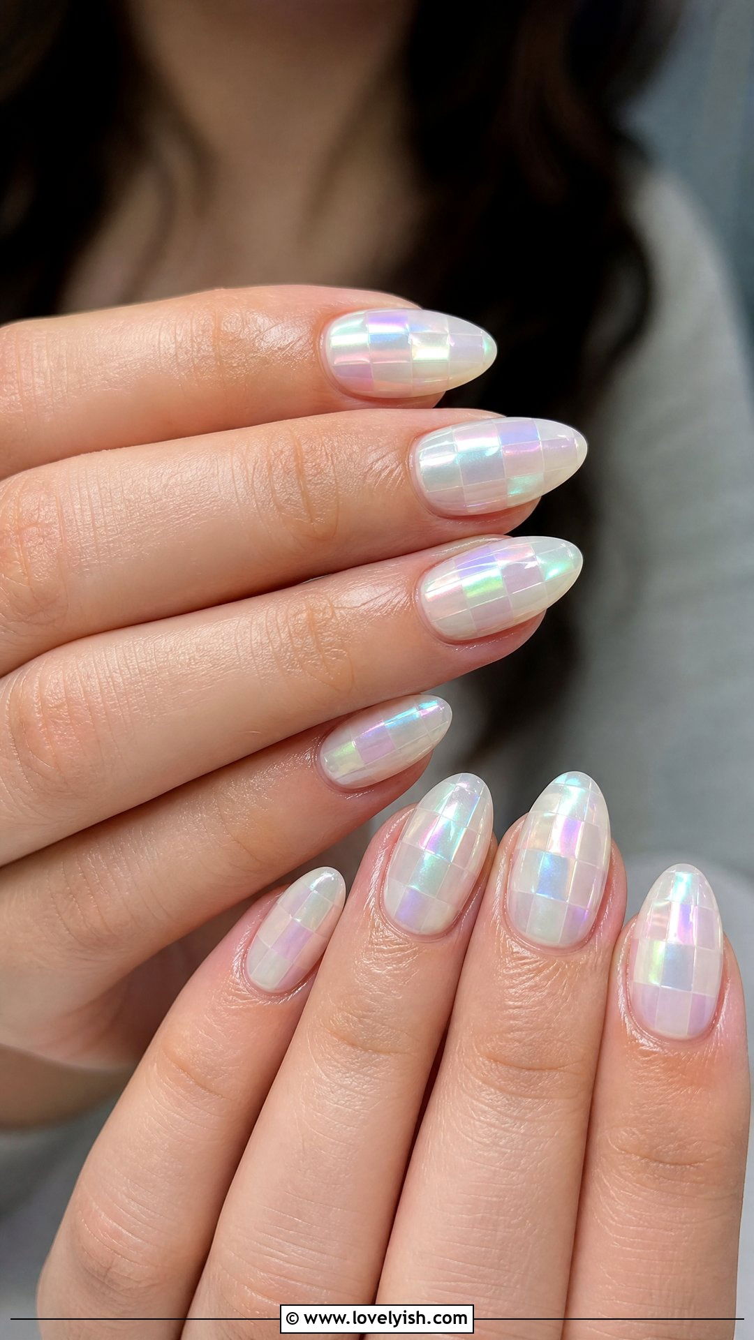 Iridescent Pearl Checkered Nails - 50 checkered nails - 50 checkered nails