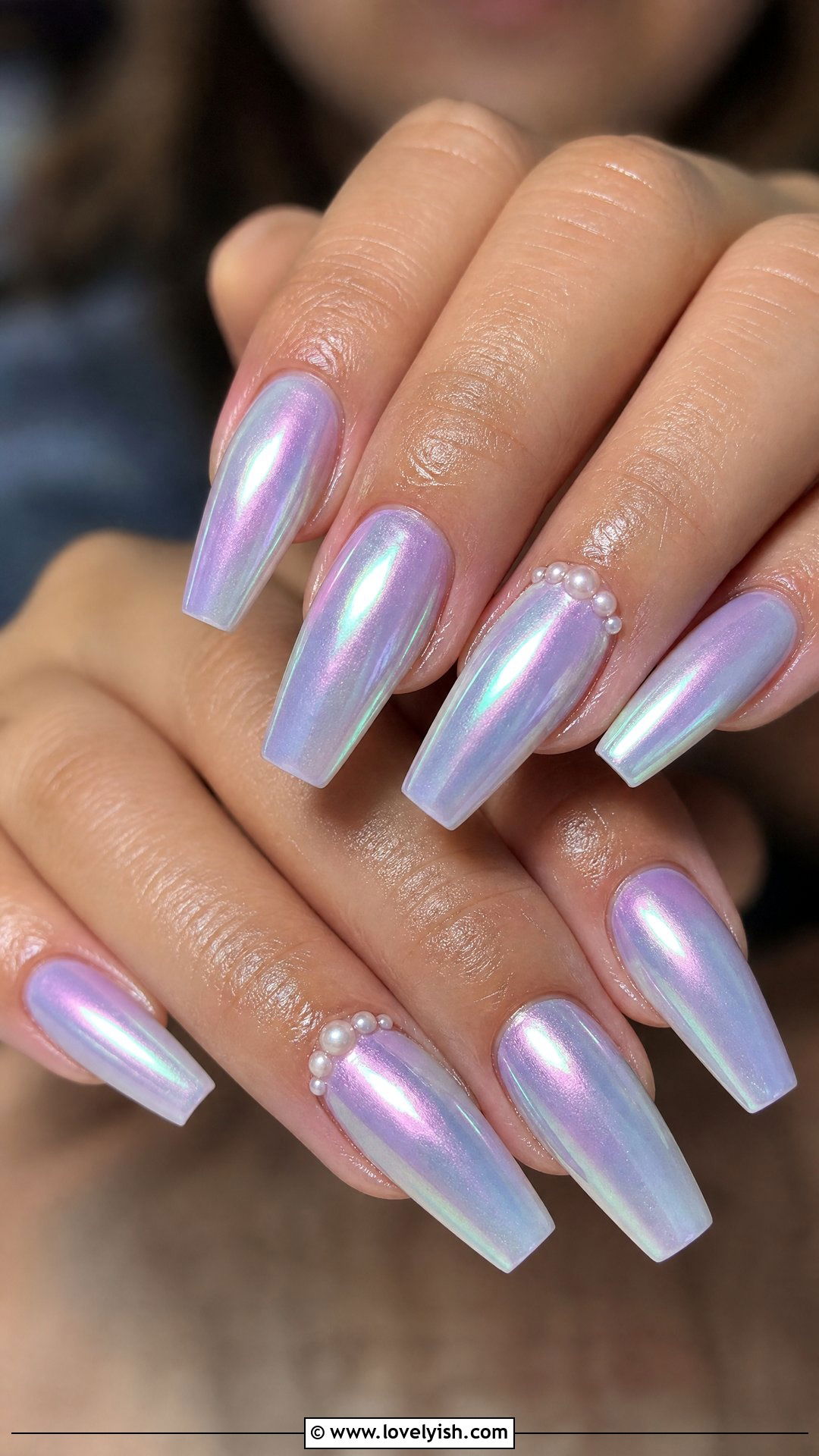 Iridescent Pearl Chrome Nails - 50 pearl nails - 50 pearl nails