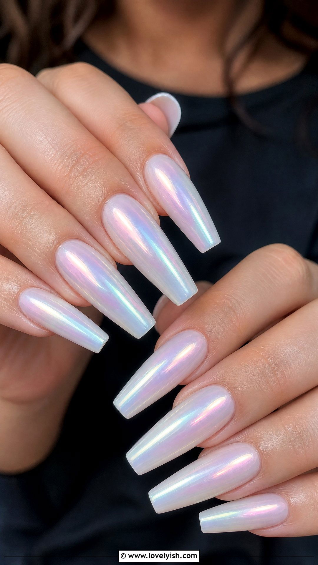 Iridescent Pearl Coffin Nails - 50 coffin nails - 50 coffin nails