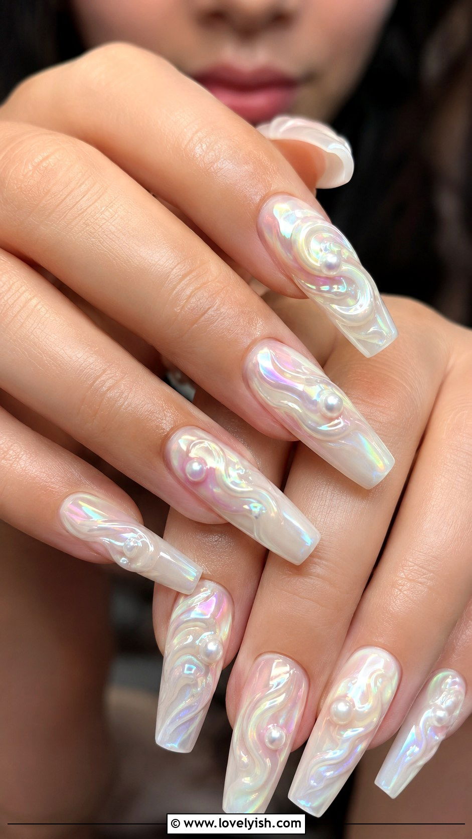 Iridescent Pearl Swirl Nails - 50 swirl nails - 50 swirl nails