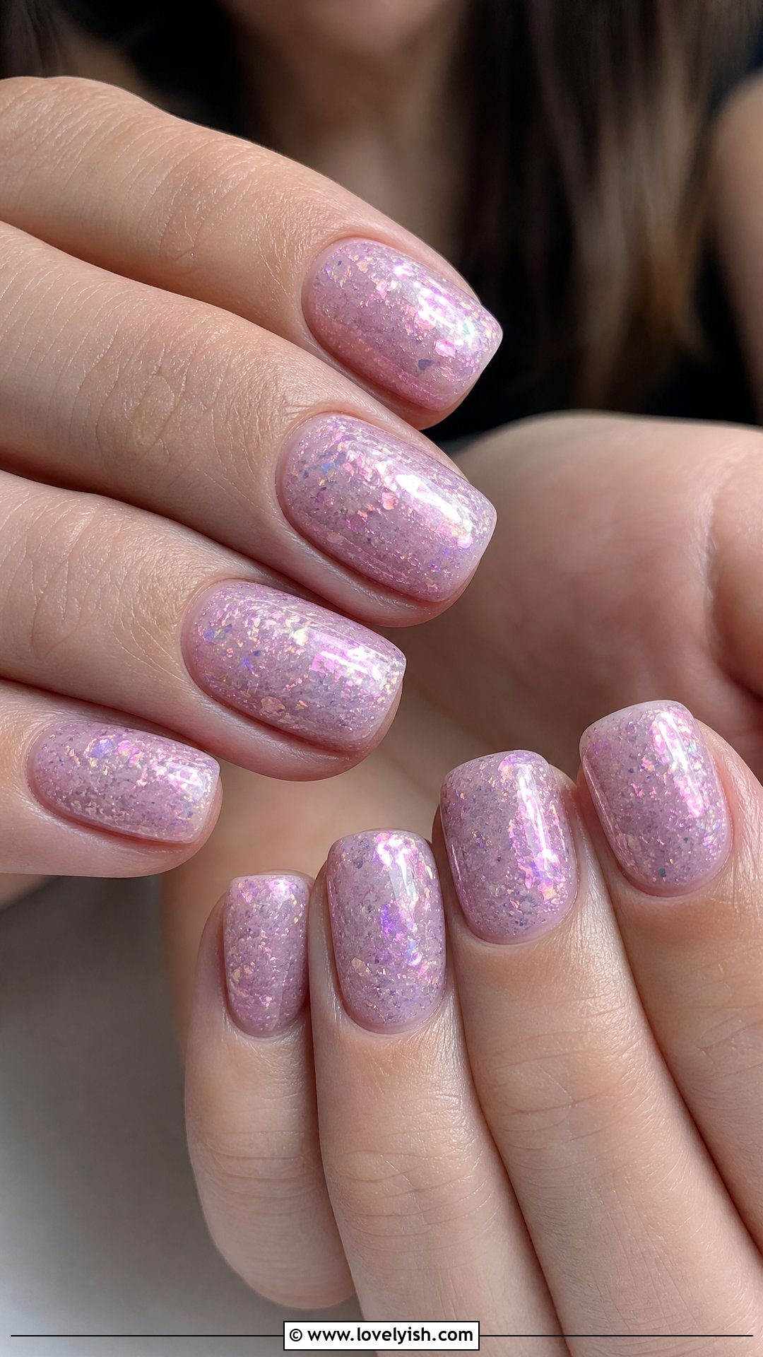 Iridescent Pink Glitter Nails - 50 sparkly nails - 50 sparkly nails