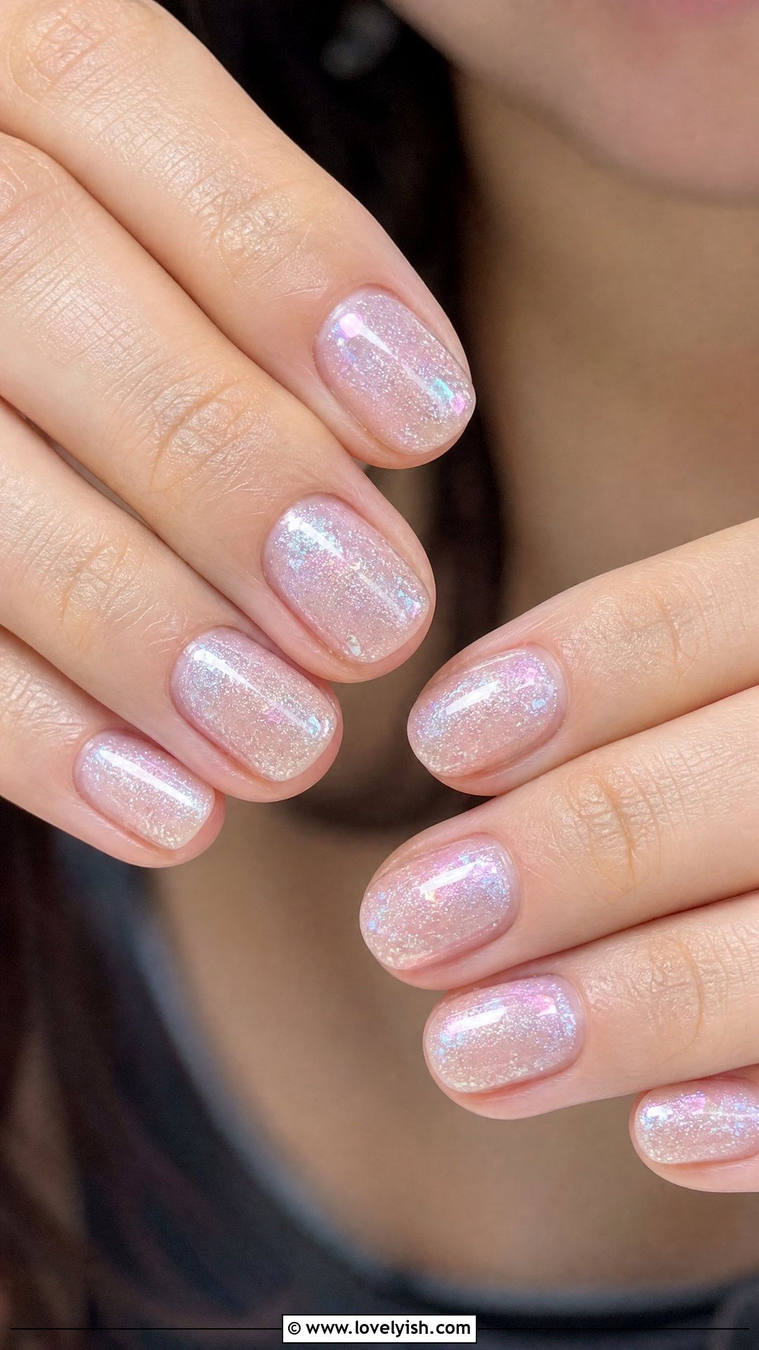 Iridescent Shimmer Nails - 50 simple short nail designs - 50 simple short nail designs