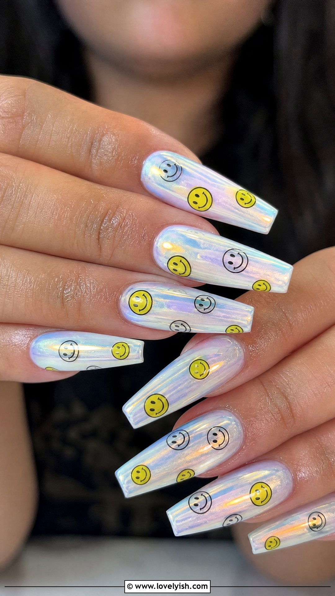 Iridescent Smiley Face Nails - 50 smiley face nails - 50 smiley face nails