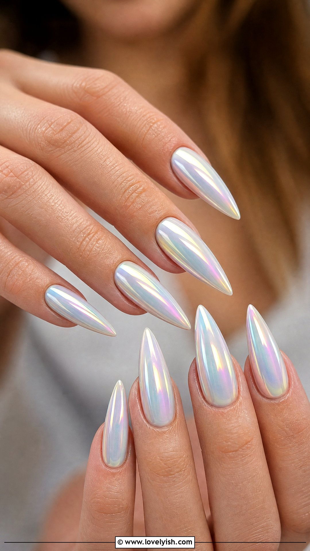 Iridescent White Chrome Nails - 50 white chrome nails - 50 white chrome nails