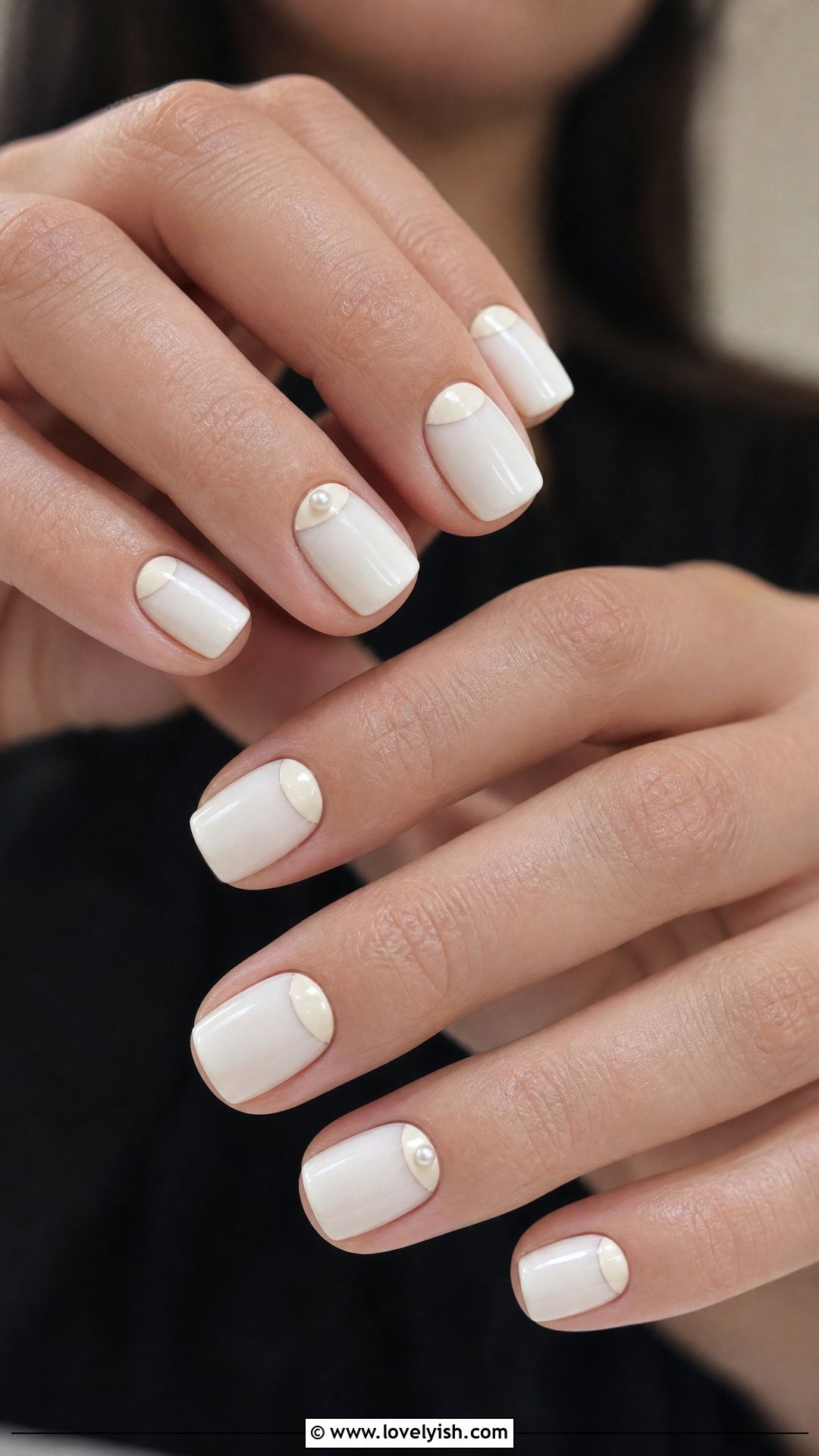 Ivory Half Moon Wedding Nails - 50 classic wedding nails - 50 classic wedding nails