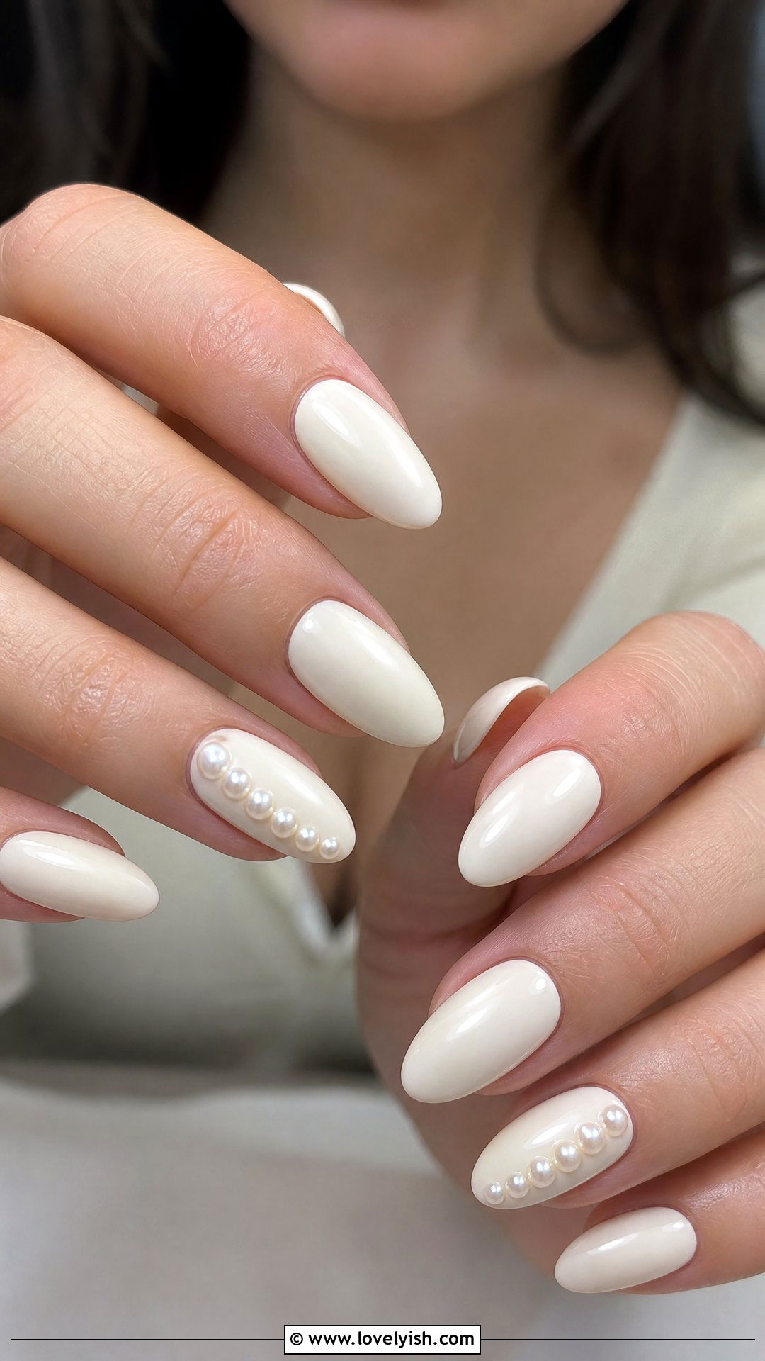 Ivory Pearl Encrusted Nails - 50 classy spring nail designs - 50 classy spring nail designs