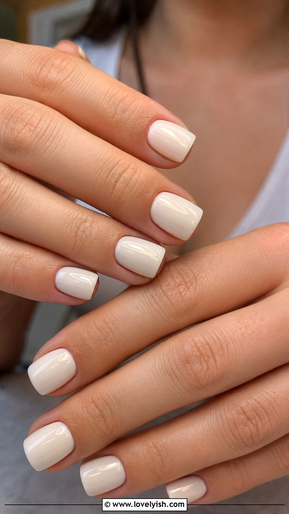 Ivory White Short Square Nails with Glossy Finish - 50 work appropriate nails - 50 work appropriate nails