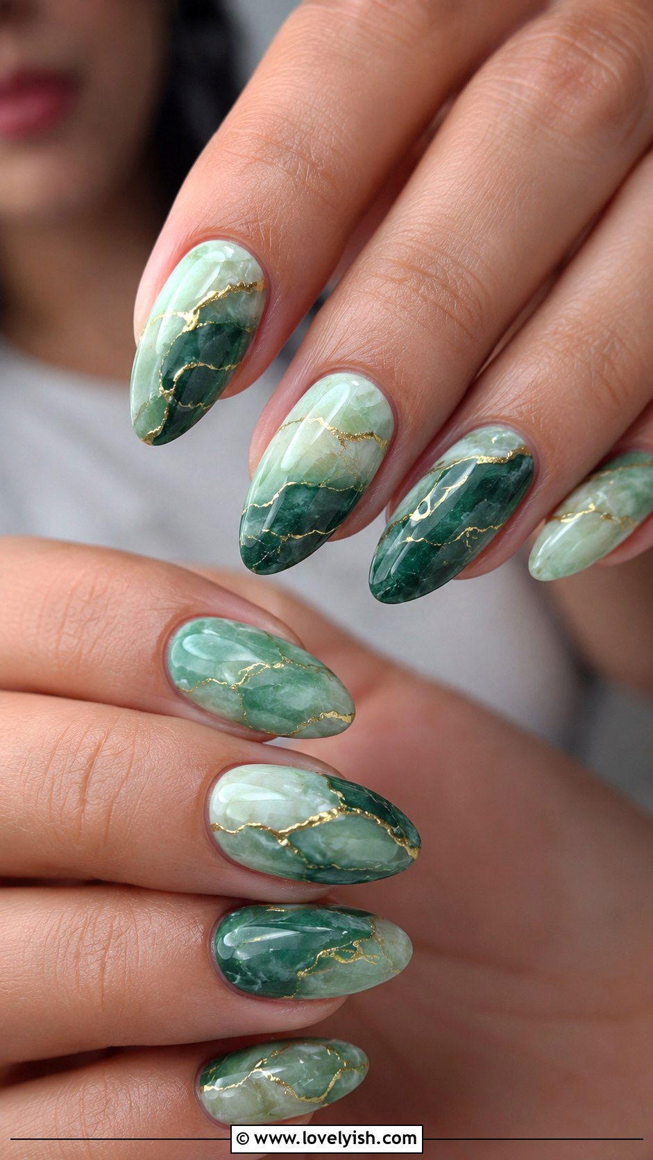 Jade Green Marble Nails - 38 marble nail designs - 38 marble nail designs