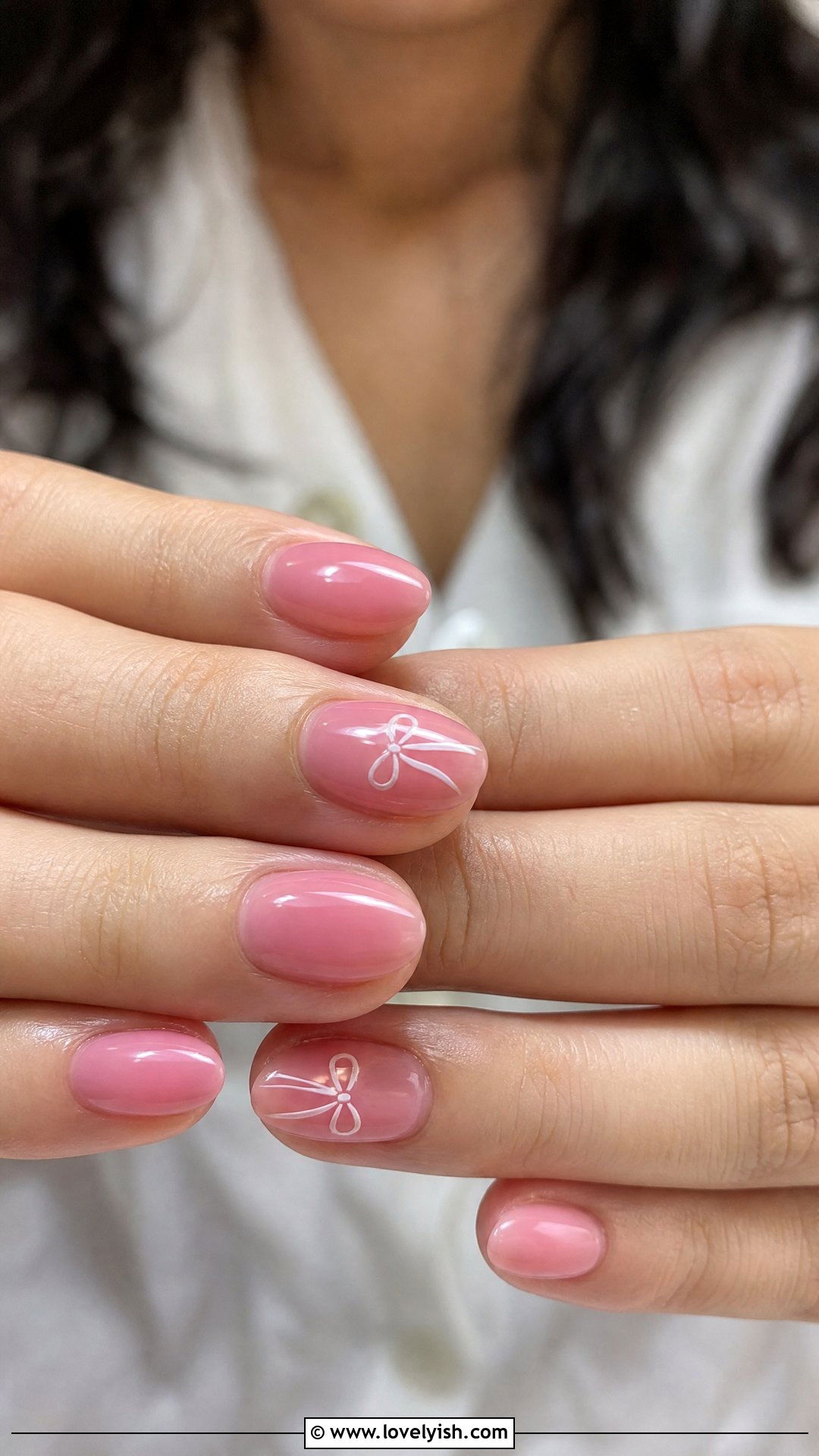 Jelly Pink Nails With Bow Accents - 50 jelly pink nails - 50 jelly pink nails