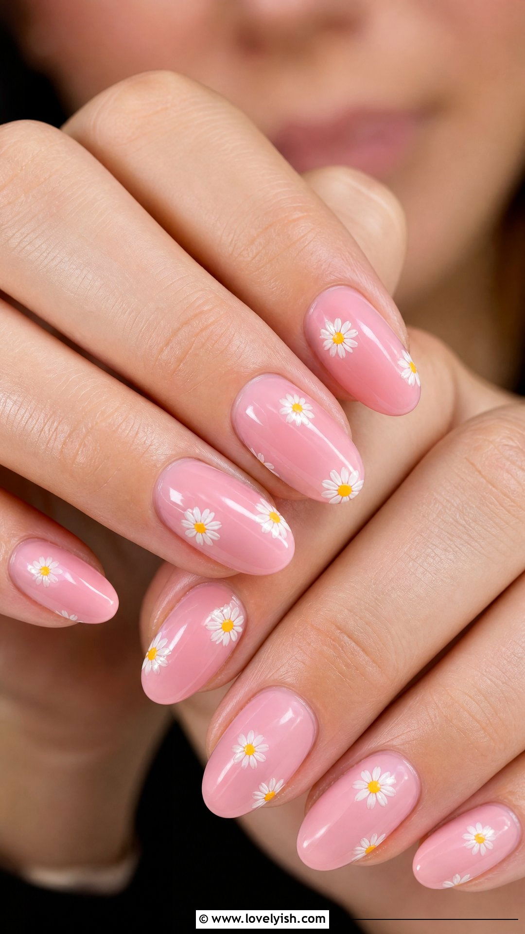 Jelly Pink Nails With Daisies - 50 jelly pink nails - 50 jelly pink nails