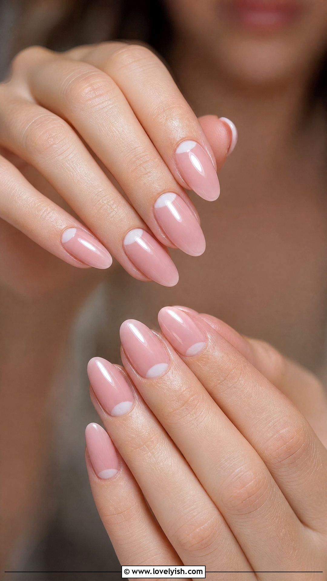 Jelly Pink Nails With Half Moon Design - 50 jelly pink nails - 50 jelly pink nails