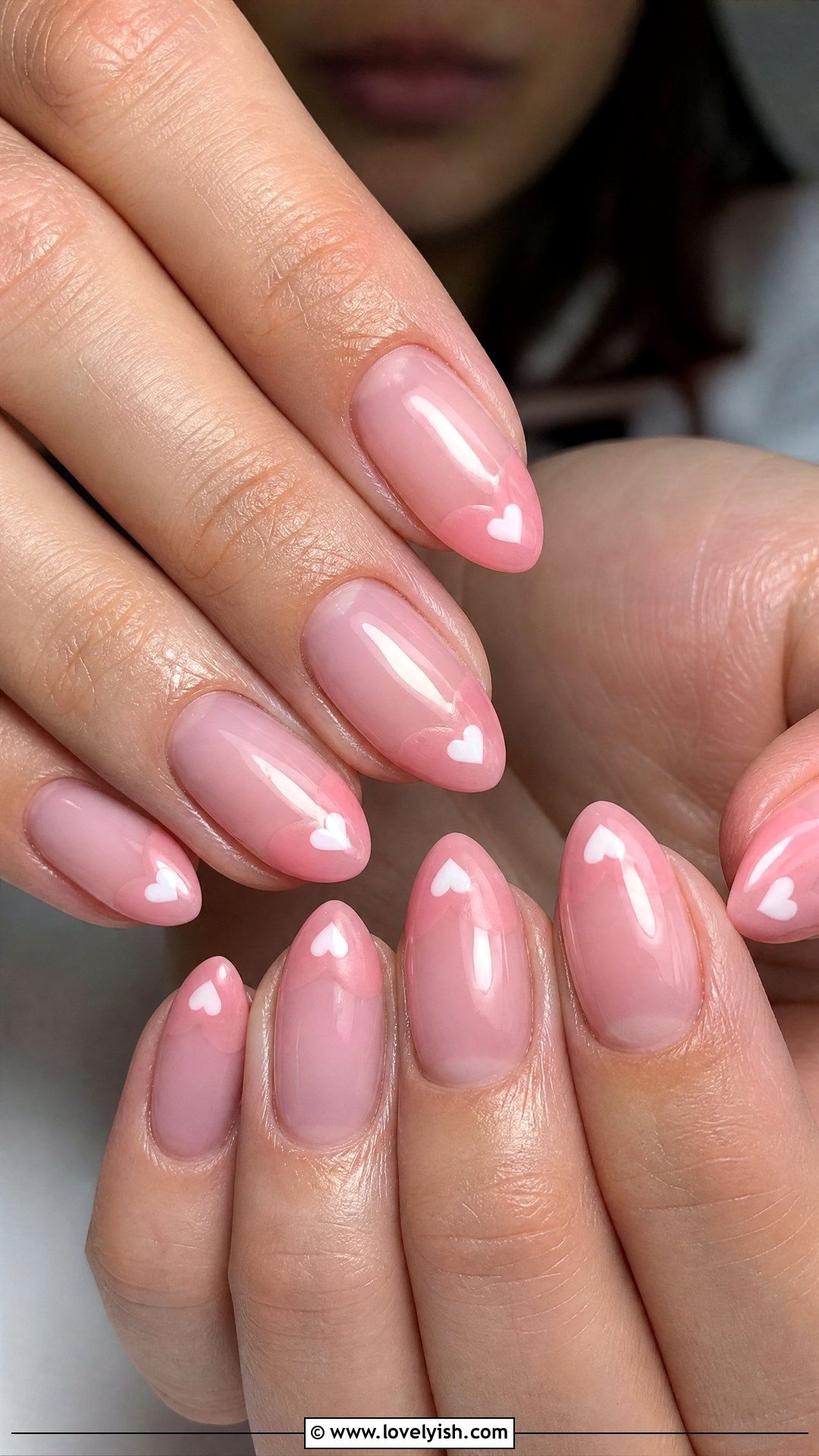 Jelly Pink Nails With Heart Tips - 50 jelly pink nails - 50 jelly pink nails