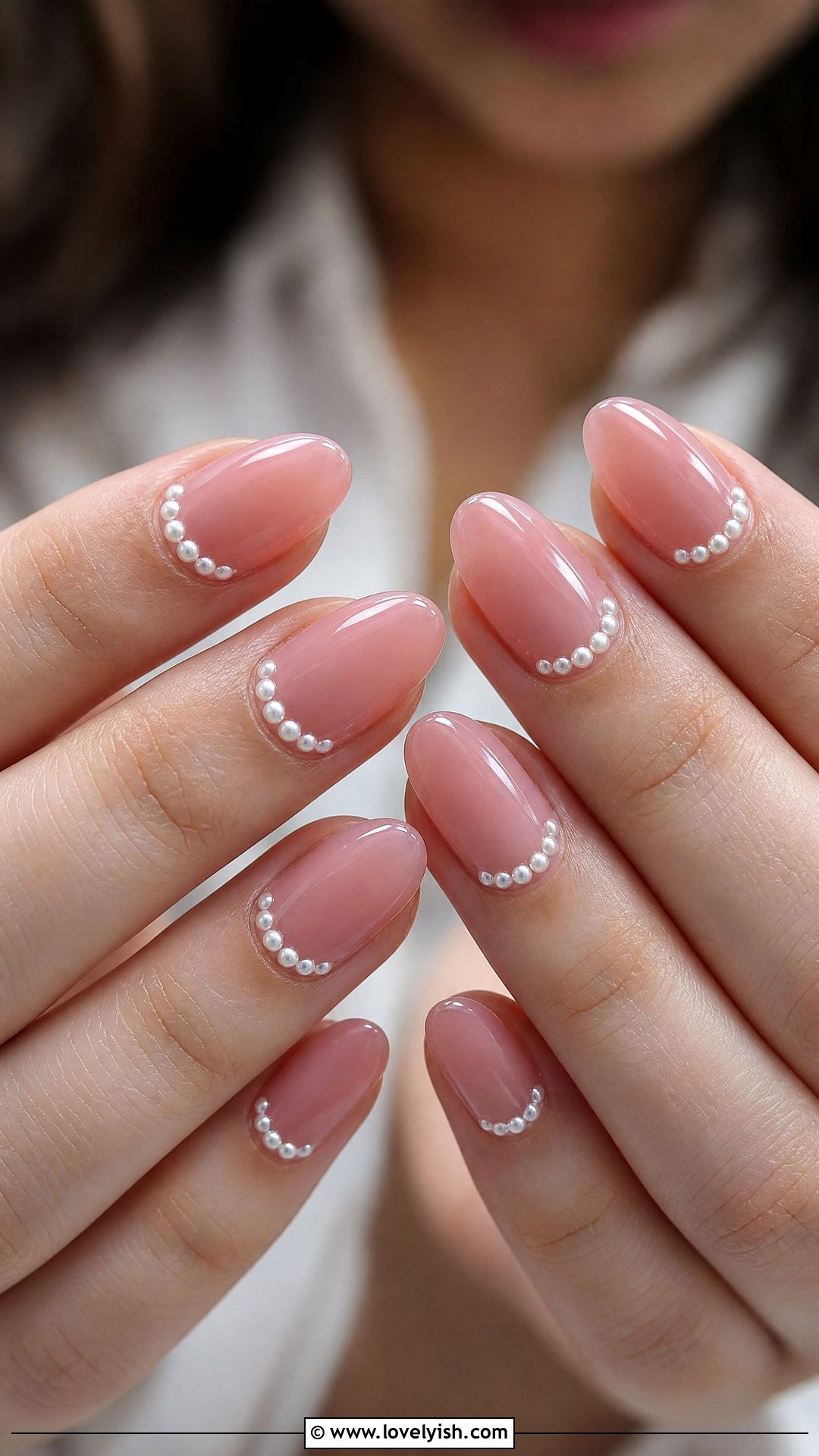 Jelly Pink Nails With Pearl Accents - 50 jelly pink nails - 50 jelly pink nails