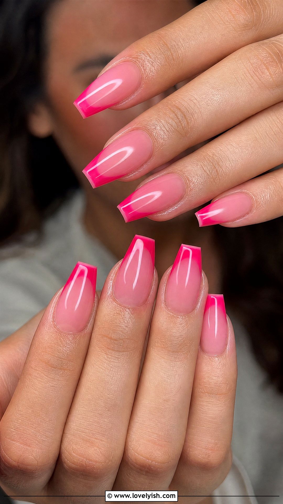 Jelly Pink Nails With Pink French Tips - 50 jelly pink nails - 50 jelly pink nails