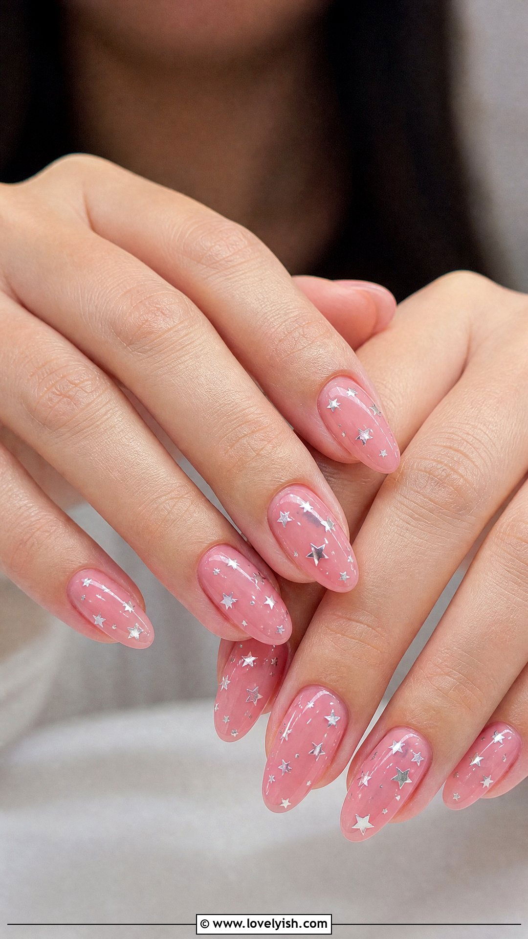 Jelly Pink Nails With Star Accents - 50 jelly pink nails - 50 jelly pink nails