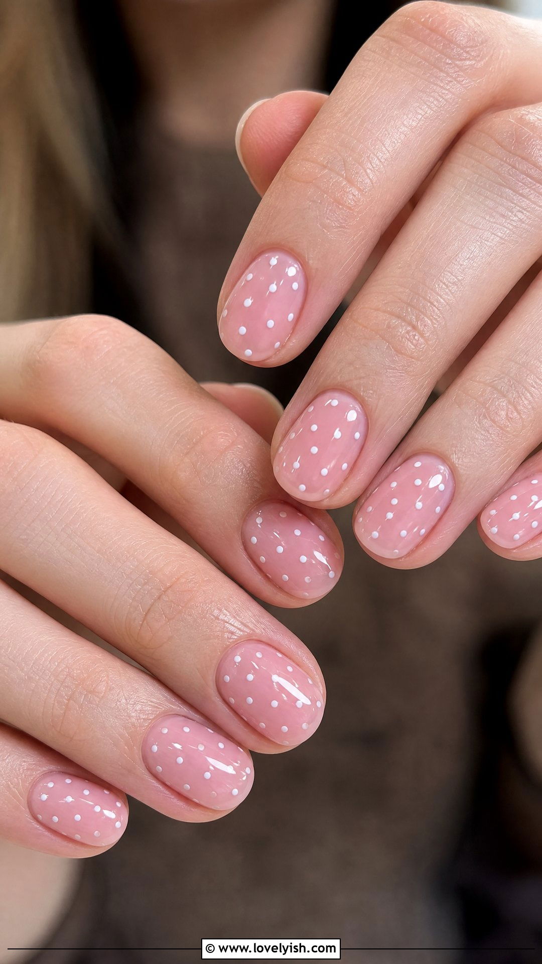 Jelly Pink Nails With White Polka Dots - 50 jelly pink nails - 50 jelly pink nails
