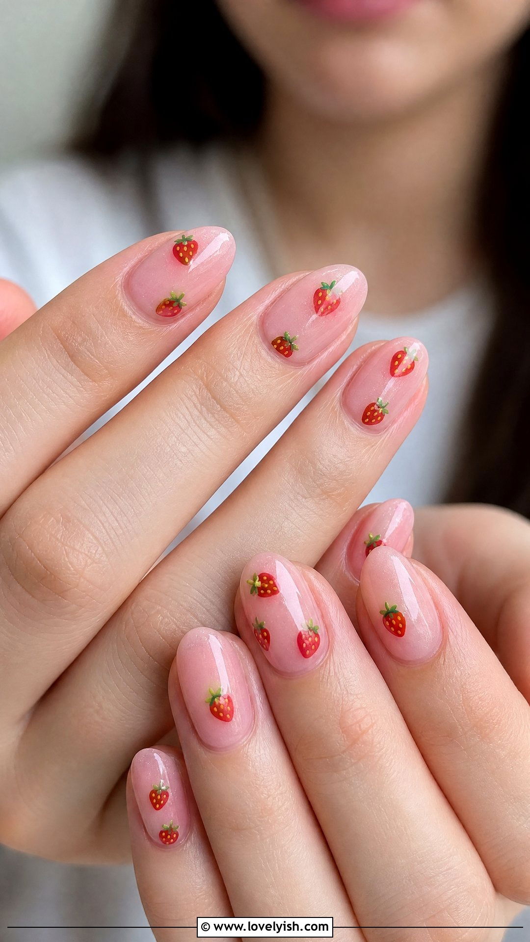 Jelly Pink Strawberry Nails - 50 jelly pink nails - 50 jelly pink nails
