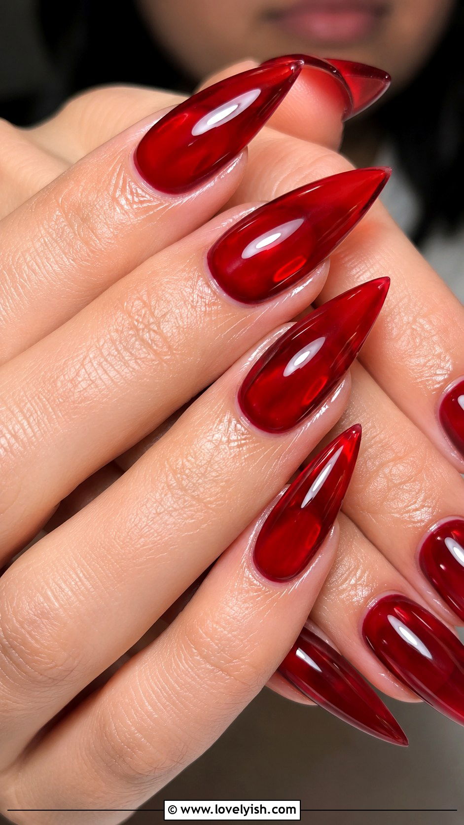 Jelly Red Stiletto Baddie Nails - 50 baddie nails - 50 baddie nails