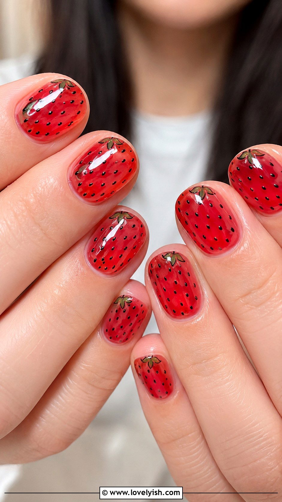 Jelly Strawberry Nails - 34 nail design art ideas - 34 nail design art ideas