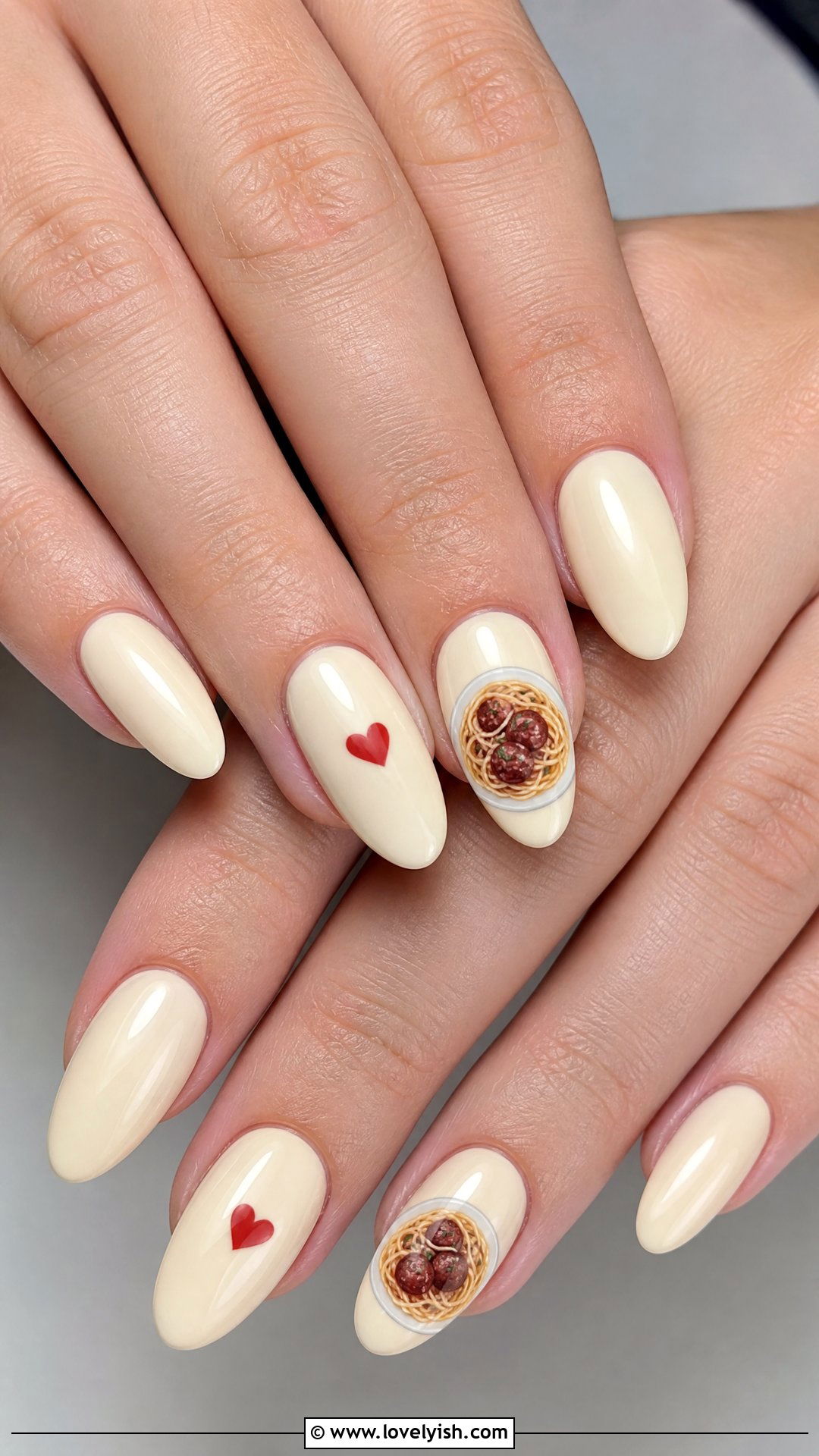 Lady and the Tramp Spaghetti Nails - 50 disney nail designs - 50 disney nail designs
