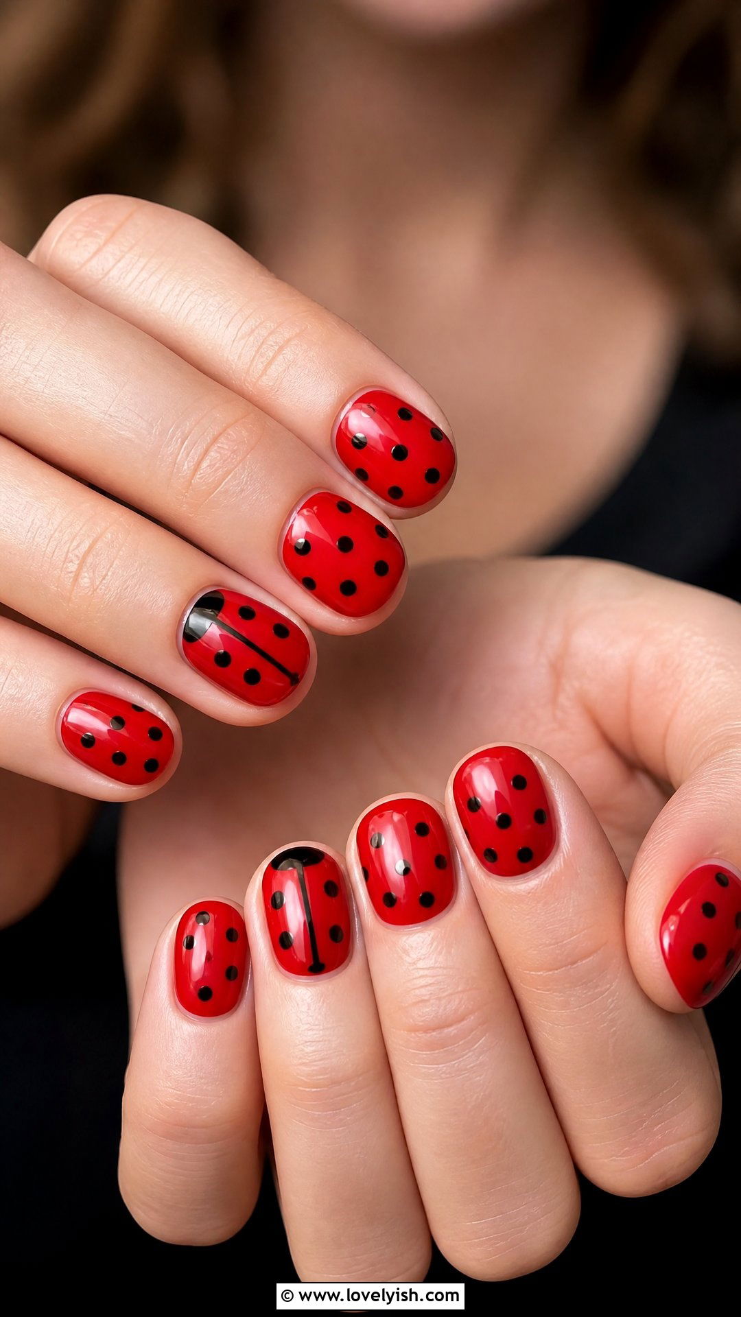 Ladybug Red Nails - 30 nail designs for teens - 30 nail designs for teens