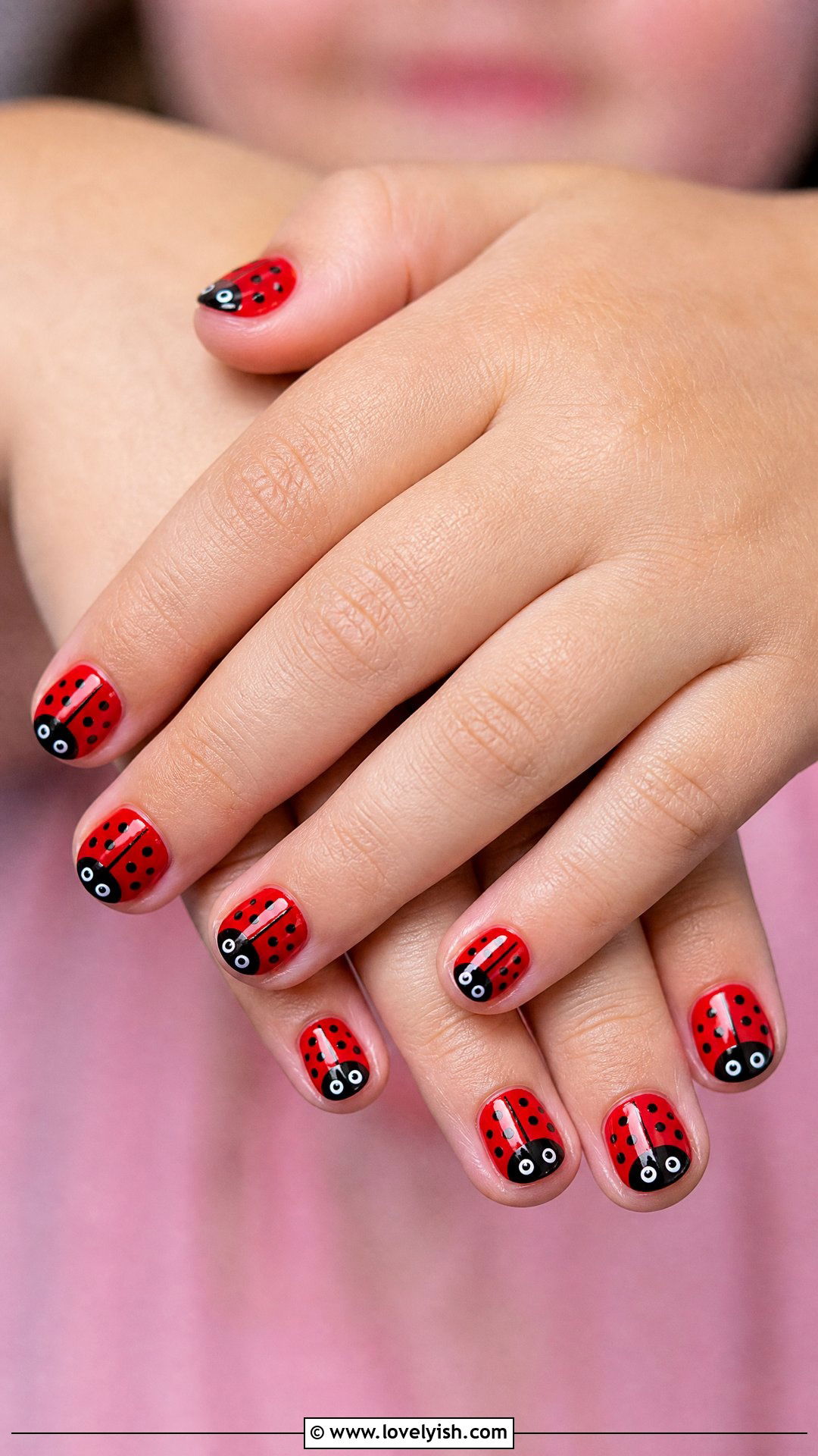 Ladybug Red and Black Nails - 32 nail designs for kids - 32 nail designs for kids