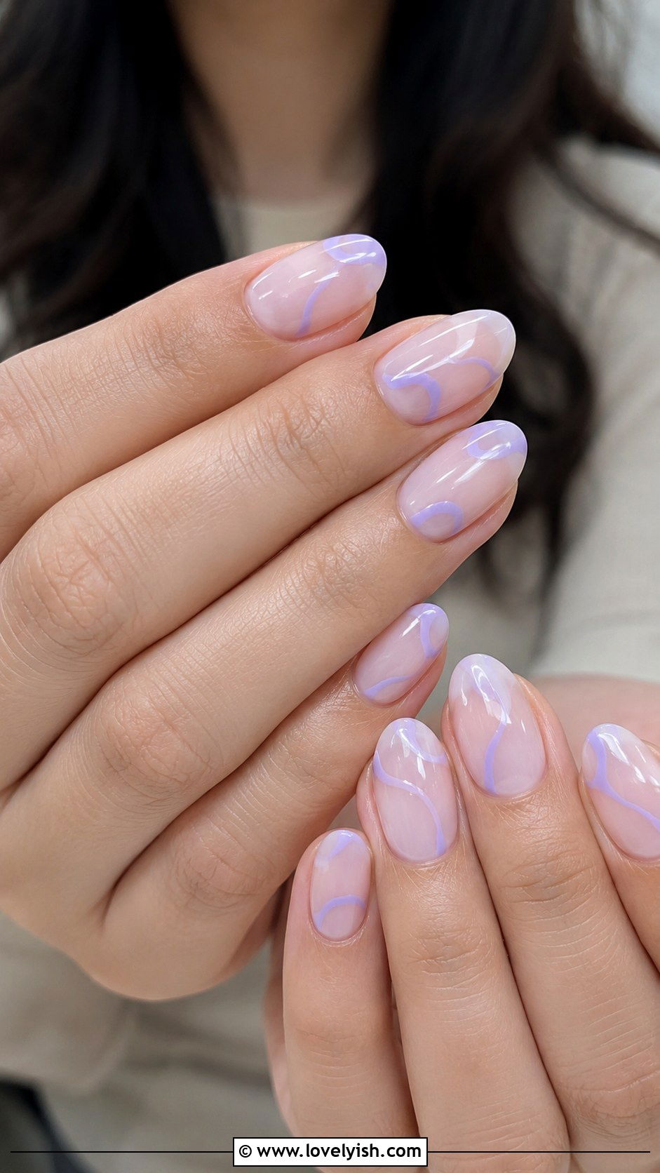 Lavender Abstract Swirl Nails - 50 back to school nails - 50 back to school nails
